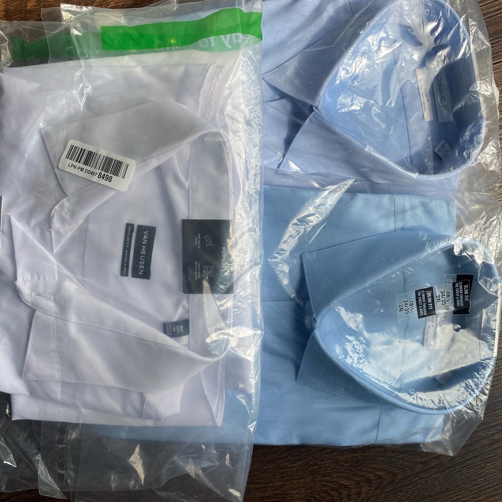 4 new dress shirts 34x35 18.5 neck 2XL